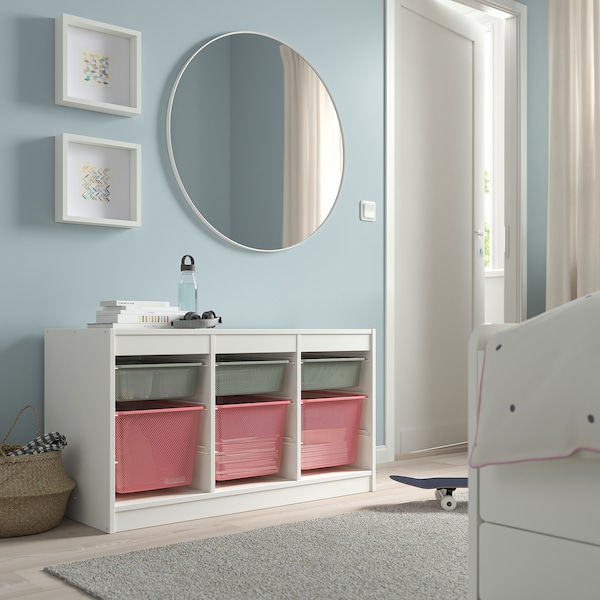 IKEA TROFAST storage combination with boxes, 39x17 3/8x22 in White Light Green / Gray / Light Red, Ikea Ireland | 0539ZECTX