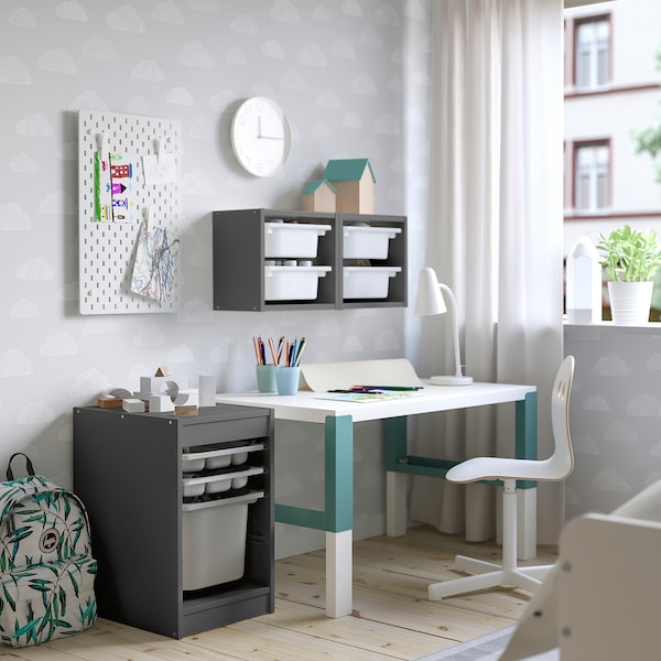 IKEA TROFAST storage combination with box/trays, 13 3/8x17 3/8x22 in Gray / Gray, Ikea Ireland | 4513XRWHV