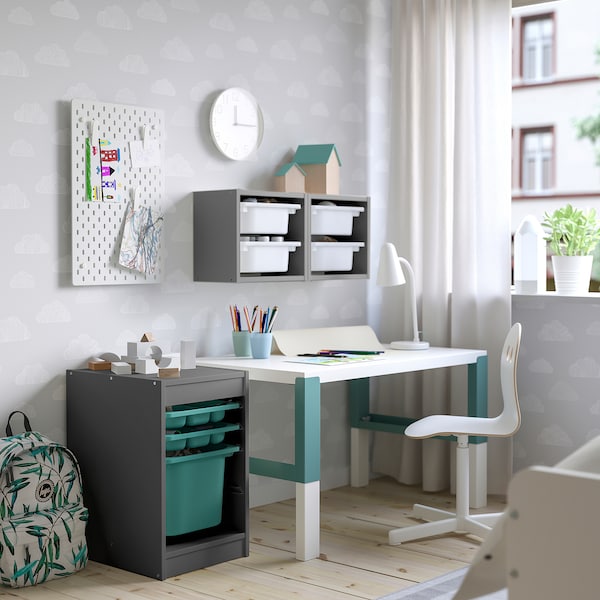 IKEA TROFAST storage combination with box/trays, 13 3/8x17 3/8x22 in Gray / Turquoise, Ikea Ireland | 6438QAIHN