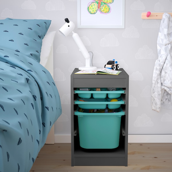 IKEA TROFAST storage combination with box/trays, 13 3/8x17 3/8x22 in Gray / Turquoise, Ikea Ireland | 6438QAIHN