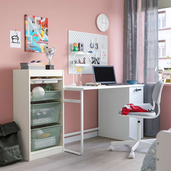 IKEA TROFAST storage combination with boxes/tray, 18 1/8x11 3/4x37 in White Gray / Light Green / Gray, Ikea Ireland | 1632WMSDU