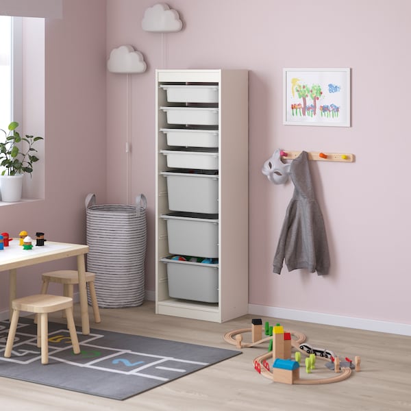IKEA TROFAST storage combination with boxes, 18 1/8x11 3/4x57 1/8 in White / White Gray, Ikea Ireland | 2491FEGHU