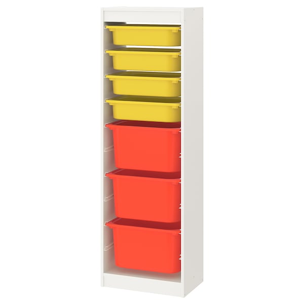 IKEA TROFAST storage combination with boxes, 18 1/8x11 3/4x57 1/8 in White / Yellow Orange, Ikea Ireland | 4560XIEVF