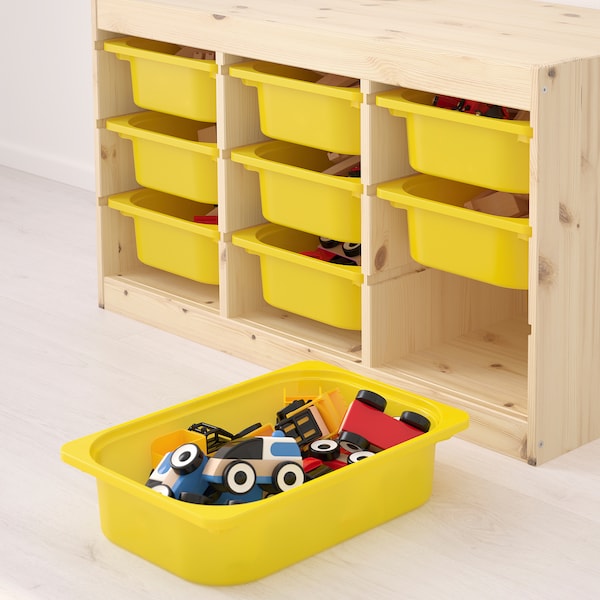 IKEA TROFAST storage combination with boxes, 36 5/8x17 3/8x20 1/2 in Light White Stained Pine / Yellow, Ikea Ireland | 5791IEFQZ