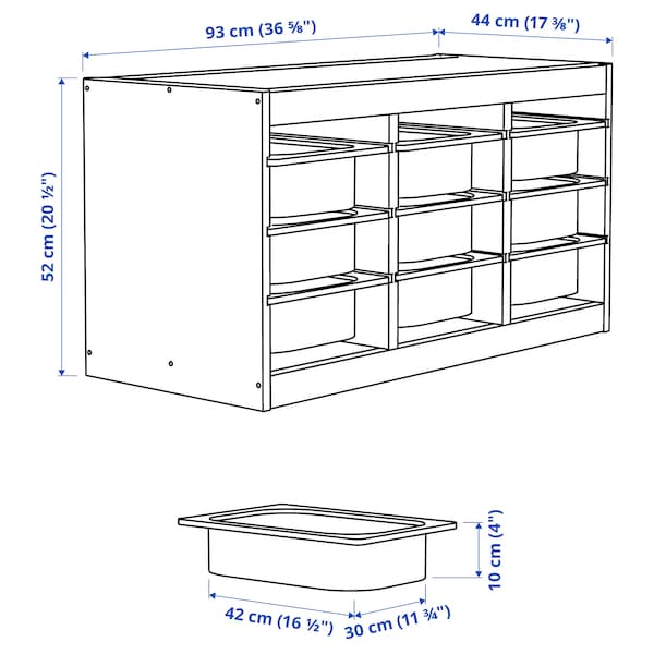 IKEA TROFAST storage combination with boxes, 36 5/8x17 3/8x20 1/2 in Light White Stained Pine / Green, Ikea Ireland | 2098WCTXN