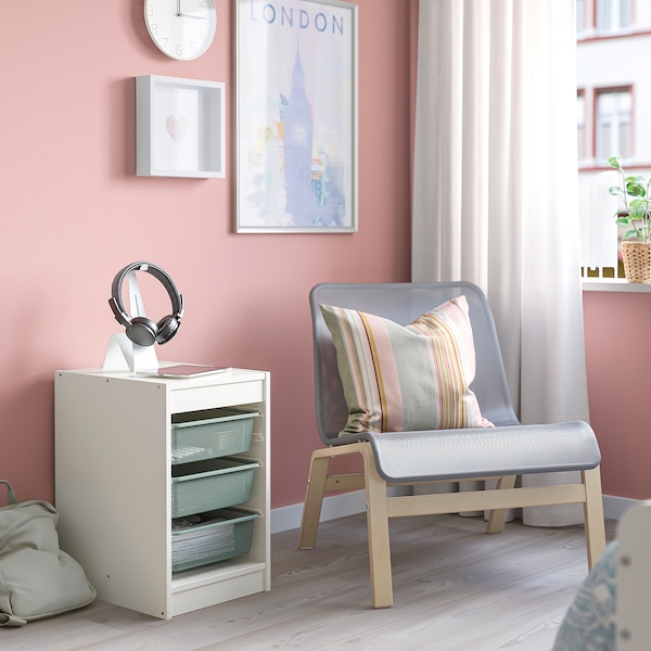 IKEA TROFAST storage combination with boxes, 13 3/8x17 3/8x22 in White / Light Green / Gray, Ikea Ireland | 7510GVONY