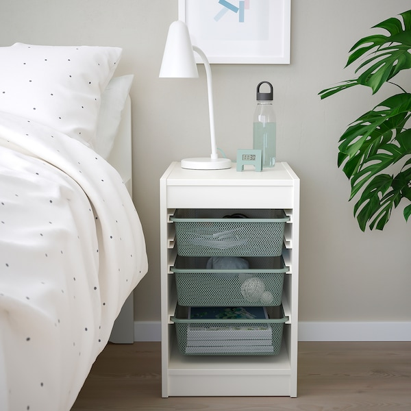 IKEA TROFAST storage combination with boxes, 13 3/8x17 3/8x22 in White / Light Green / Gray, Ikea Ireland | 7510GVONY