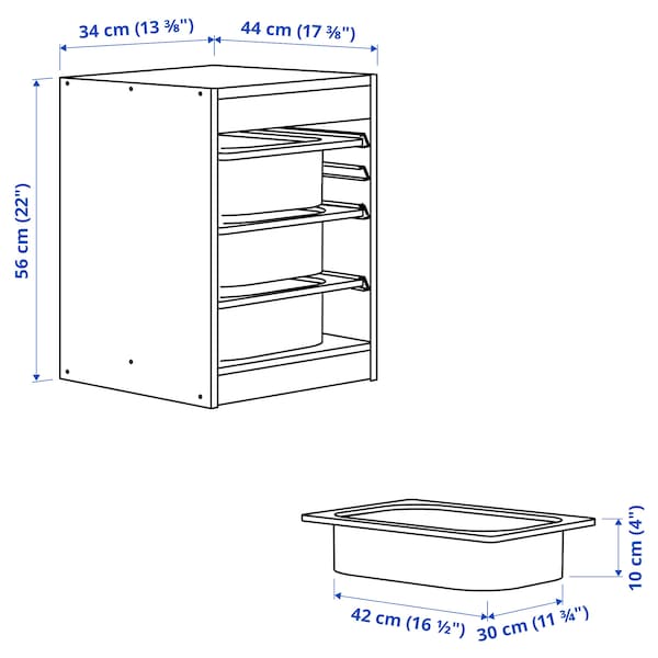 IKEA TROFAST storage combination with boxes, 13 3/8x17 3/8x22 in White / Light Green / Gray, Ikea Ireland | 7510GVONY