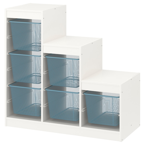 IKEA TROFAST storage combination with boxes, 39x17 3/8x37 in White / Gray / Blue, Ikea Ireland | 2750ZHWSP