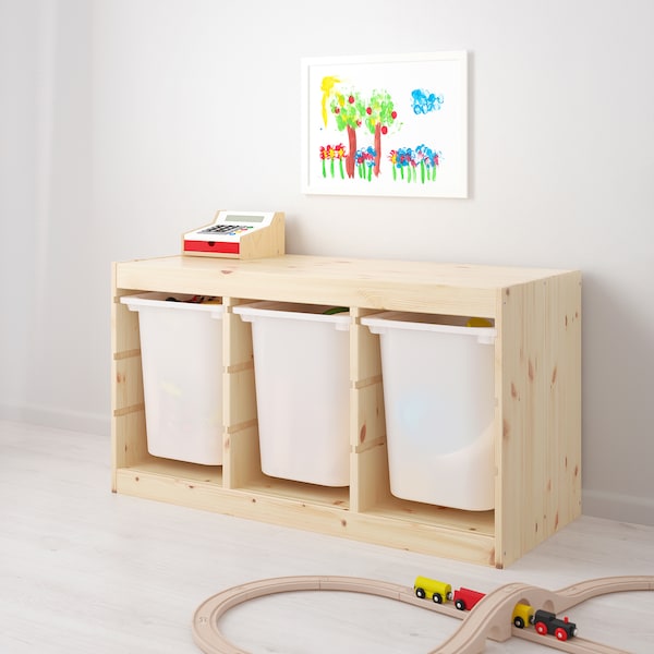 IKEA TROFAST storage combination with boxes, 36 5/8x17 3/8x20 1/2 in Light White Stained Pine / White, Ikea Ireland | 2409EYMCA