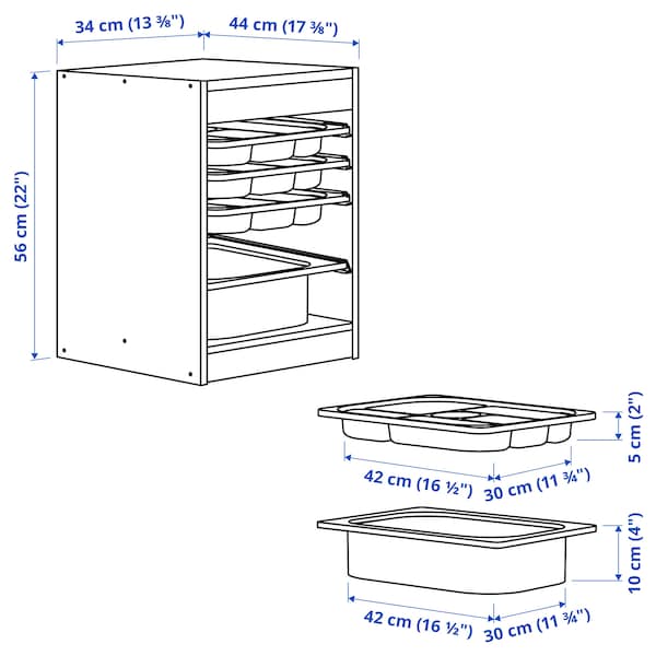 IKEA TROFAST storage combination with box/trays, 13 3/8x17 3/8x22 in White Gray / White, Ikea Ireland | 6578GUHDJ