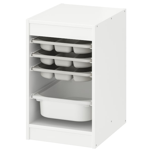 IKEA TROFAST storage combination with box/trays, 13 3/8x17 3/8x22 in White Gray / White, Ikea Ireland | 6578GUHDJ