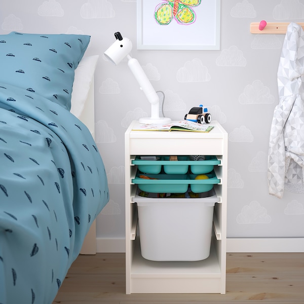 IKEA TROFAST storage combination with box/trays, 13 3/8x17 3/8x22 in White Turquoise / White, Ikea Ireland | 4893MHOCW