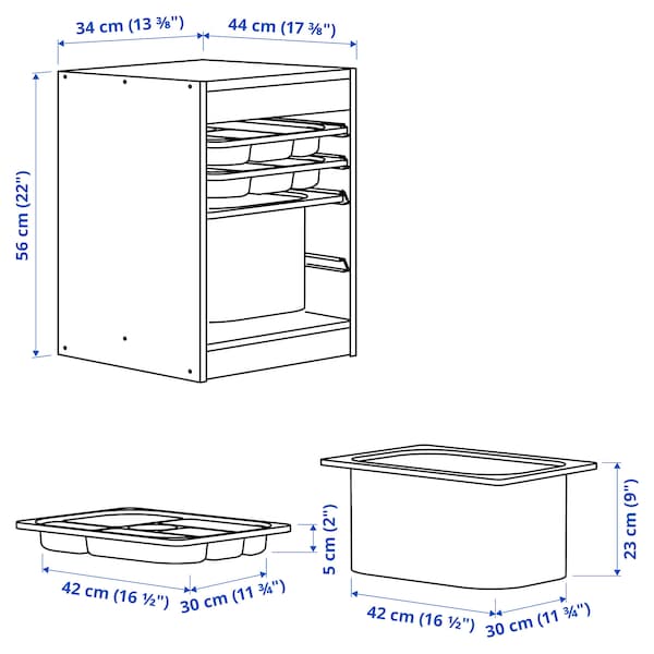 IKEA TROFAST storage combination with box/trays, 13 3/8x17 3/8x22 in White Turquoise / White, Ikea Ireland | 4893MHOCW