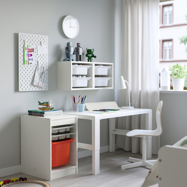 IKEA TROFAST storage combination with box/trays, 13 3/8x17 3/8x22 in White Gray / Orange, Ikea Ireland | 7346XEBUW