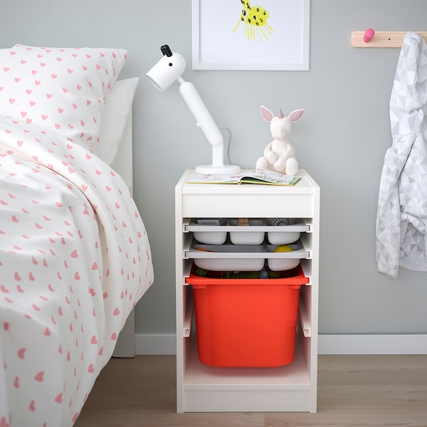 IKEA TROFAST storage combination with box/trays, 13 3/8x17 3/8x22 in White Gray / Orange, Ikea Ireland | 7346XEBUW