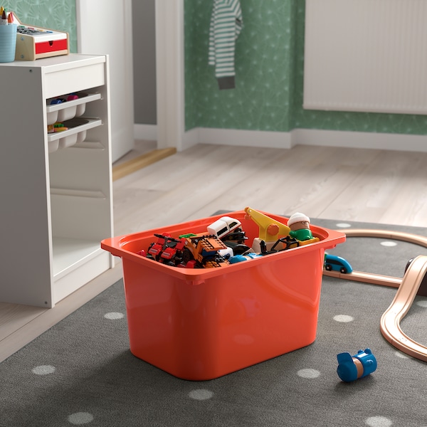 IKEA TROFAST storage combination with box/trays, 13 3/8x17 3/8x22 in White Gray / Orange, Ikea Ireland | 7346XEBUW
