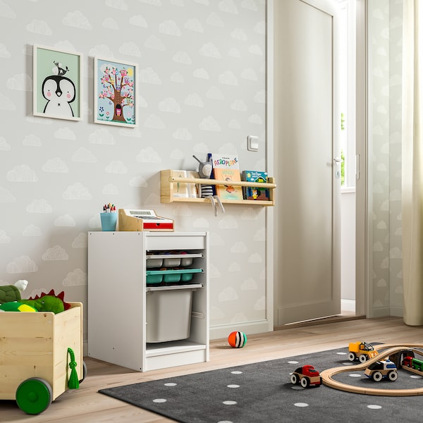 IKEA TROFAST storage combination with box/trays, 13 3/8x17 3/8x22 in White Gray / Turquoise, Ikea Ireland | 6283USLFX