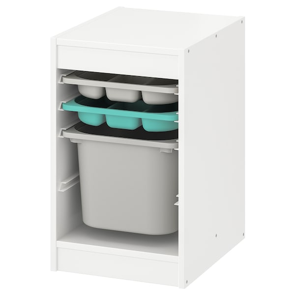 IKEA TROFAST storage combination with box/trays, 13 3/8x17 3/8x22 in White Gray / Turquoise, Ikea Ireland | 6283USLFX