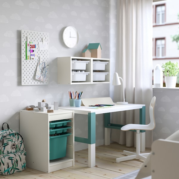 IKEA TROFAST storage combination with box/trays, 13 3/8x17 3/8x22 in White / Turquoise, Ikea Ireland | 2580GSRUL