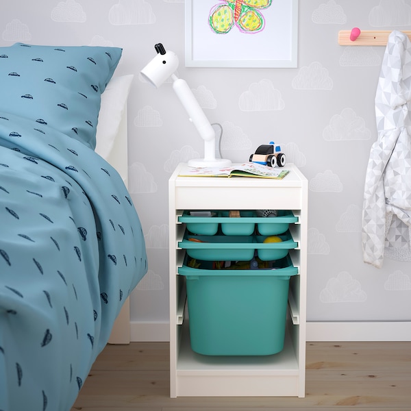 IKEA TROFAST storage combination with box/trays, 13 3/8x17 3/8x22 in White / Turquoise, Ikea Ireland | 2580GSRUL