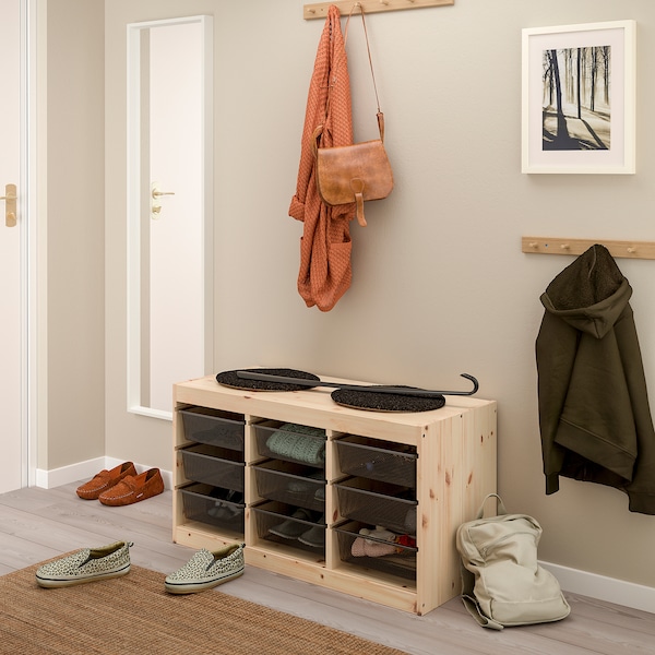 IKEA TROFAST storage combination with boxes, 36 5/8x17 3/8x20 1/2 in Light White Stained Pine / Dark Gray, Ikea Ireland | 0735VDSRX