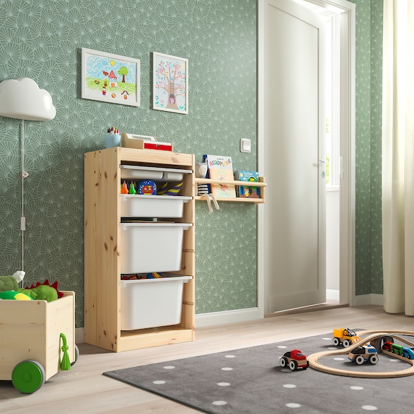 IKEA TROFAST storage combination with boxes/tray, 17 3/8x11 3/4x35 7/8 in Light White Stained Pine White / Gray, Ikea Ireland | 8631WRTLE