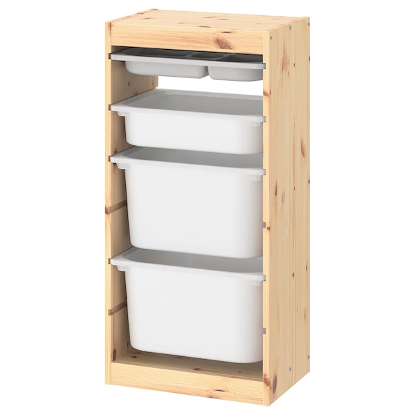 IKEA TROFAST storage combination with boxes/tray, 17 3/8x11 3/4x35 7/8 in Light White Stained Pine White / Gray, Ikea Ireland | 8631WRTLE