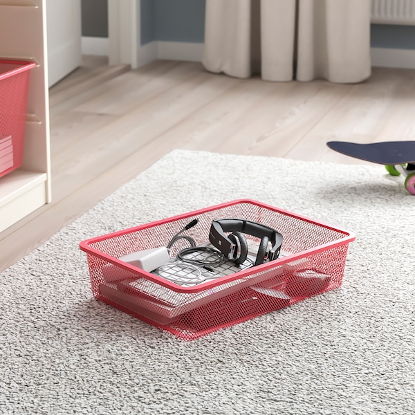 IKEA TROFAST storage combination with boxes, 18 1/8x11 3/4x37 in White / Light Red, Ikea Ireland | 7230QDKZU