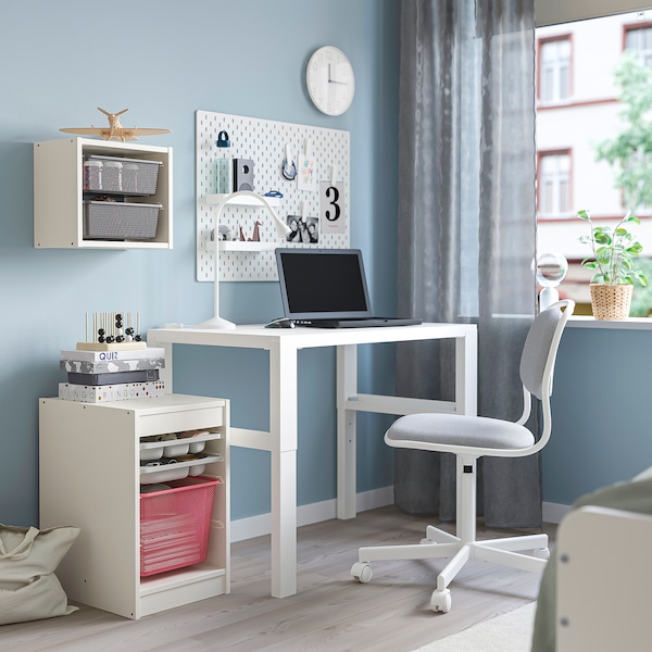IKEA TROFAST storage combination with box/trays, 13 3/8x17 3/8x22 in White Gray / Light Red, Ikea Ireland | 7134RMUJQ