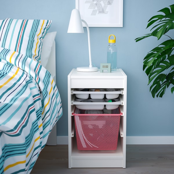 IKEA TROFAST storage combination with box/trays, 13 3/8x17 3/8x22 in White Gray / Light Red, Ikea Ireland | 7134RMUJQ