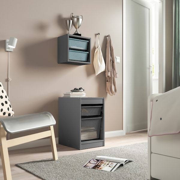 IKEA TROFAST storage combination with boxes, 13 3/8x17 3/8x22 in Gray / Dark Gray, Ikea Ireland | 7205TWCZG