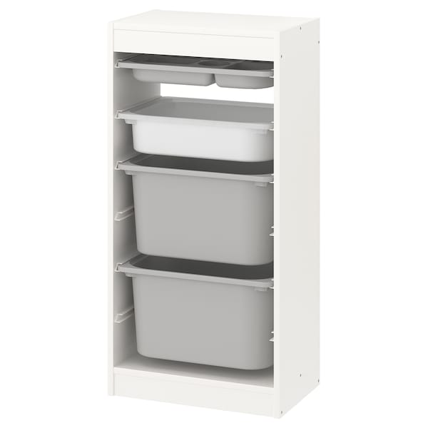 IKEA TROFAST storage combination with boxes/tray, 18 1/8x11 3/4x37 in White Gray / White, Ikea Ireland | 3870CPAOJ