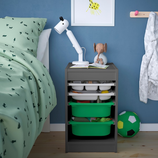 IKEA TROFAST storage combination with boxes/tray, 13 3/8x17 3/8x22 in Gray Gray / Green, Ikea Ireland | 9186NMWSH
