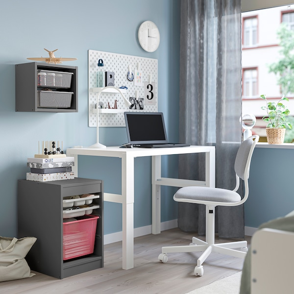 IKEA TROFAST storage combination with box/trays, 13 3/8x17 3/8x22 in Gray Gray / Light Red, Ikea Ireland | 5643HQCGO