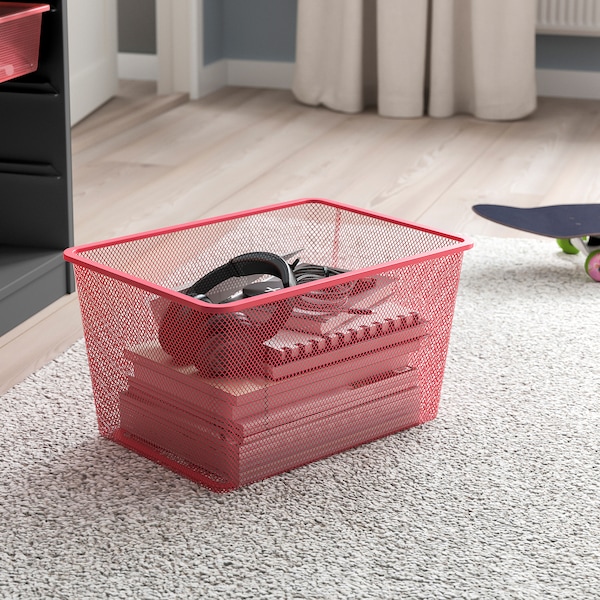 IKEA TROFAST storage combination with box/trays, 13 3/8x17 3/8x22 in Gray Gray / Light Red, Ikea Ireland | 5643HQCGO