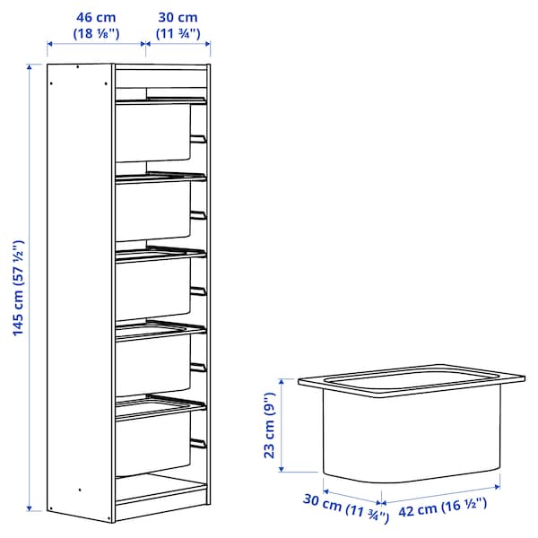 IKEA TROFAST storage combination with boxes, 18 1/8x11 3/4x57 1/8 in White / Turquoise, Ikea Ireland | 3648VIMLO
