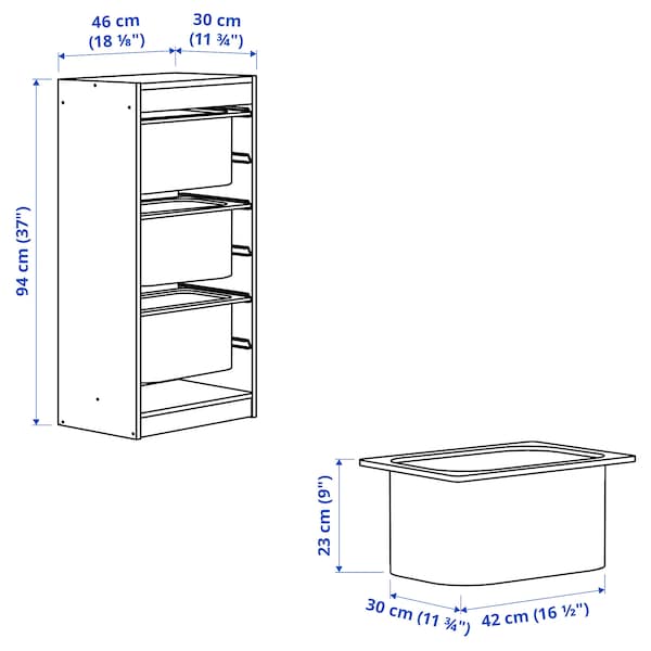 IKEA TROFAST storage combination with boxes, 18 1/8x11 3/4x37 in White / Turquoise, Ikea Ireland | 8724JEYTK