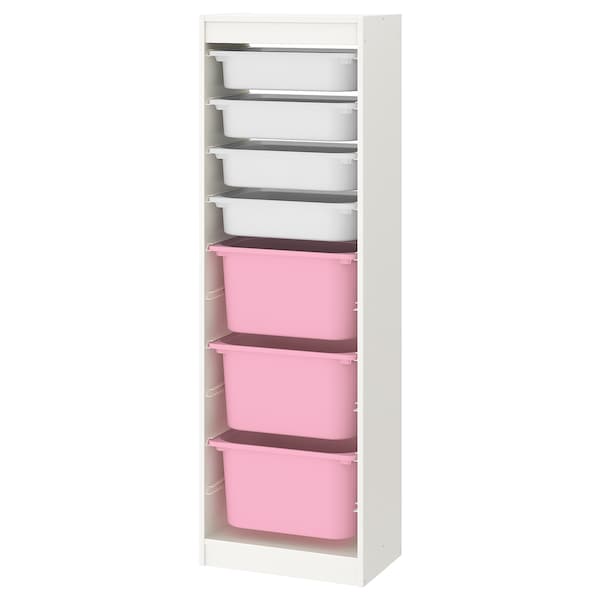 IKEA TROFAST storage combination with boxes, 18 1/8x11 3/4x57 1/8 in White / White Pink, Ikea Ireland | 3589FOITY