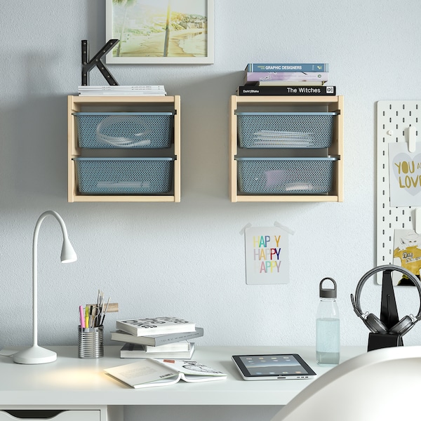 IKEA TROFAST wall storage, 12 5/8x8 1/4x11 3/4 in Light White Stained Pine / Gray / Blue, Ikea Ireland | 5980UGRTF
