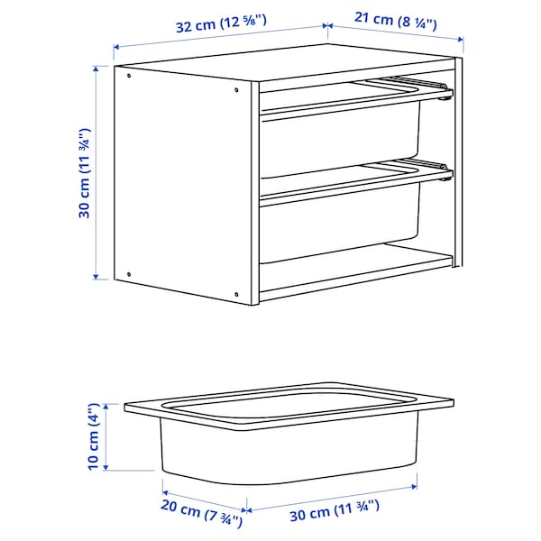 IKEA TROFAST wall storage, 12 5/8x8 1/4x11 3/4 in Light White Stained Pine / Gray / Blue, Ikea Ireland | 5980UGRTF