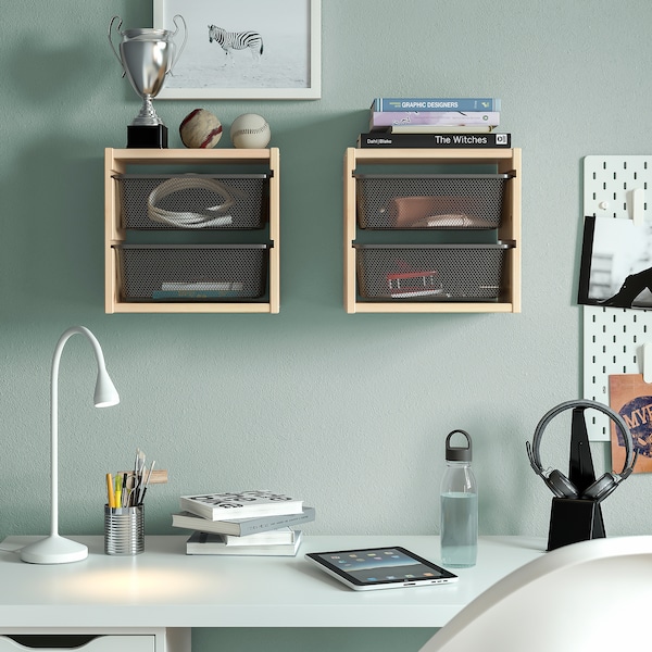 IKEA TROFAST wall storage, 12 5/8x8 1/4x11 3/4 in Light White Stained Pine / Dark Gray, Ikea Ireland | 6301DGNSH