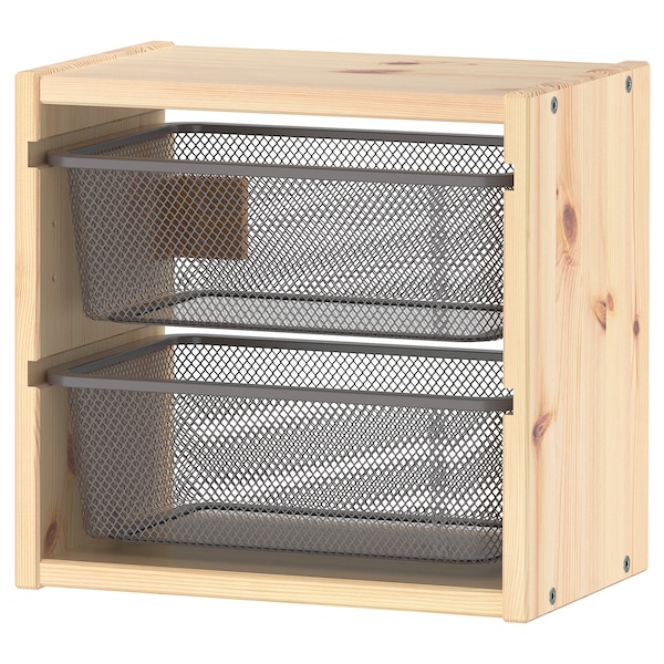 IKEA TROFAST wall storage, 12 5/8x8 1/4x11 3/4 in Light White Stained Pine / Dark Gray, Ikea Ireland | 6301DGNSH
