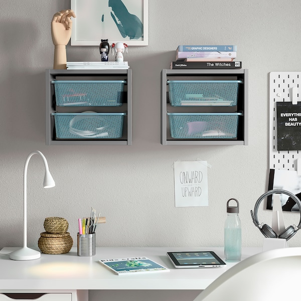 IKEA TROFAST wall storage, 13 3/8x81 ¼x11 ¾ in Gray / Gray / Blue, Ikea Ireland | 5497PKUAO