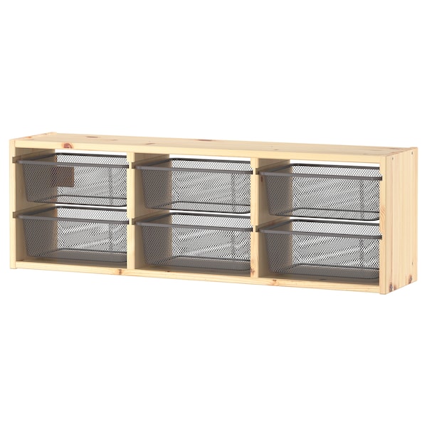 IKEA TROFAST wall storage, 36 5/8x8 1/4x11 3/4 in Light White Stained Pine / Dark Gray, Ikea Ireland | 3798QHSOG