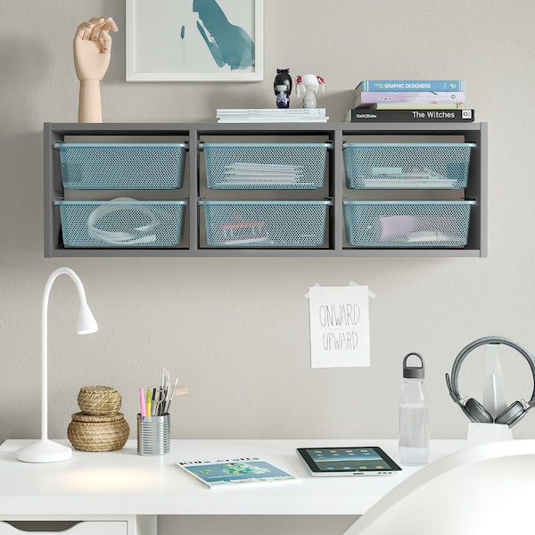 IKEA TROFAST wall storage, 39x8 ¼x11 ¾ in Gray / Gray / Blue, Ikea Ireland | 1085IWJXR