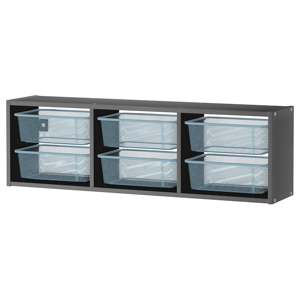 IKEA TROFAST wall storage, 39x8 ¼x11 ¾ in Gray / Gray / Blue, Ikea Ireland | 1085IWJXR