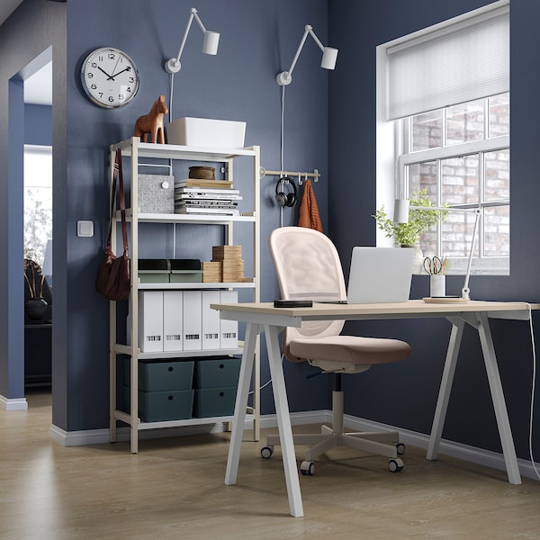 IKEA TROTTEN/FLINTAN / EKENABBEN desk and storage combination, and swivel chair beige/white, Ikea Ireland | 9635TVYHG