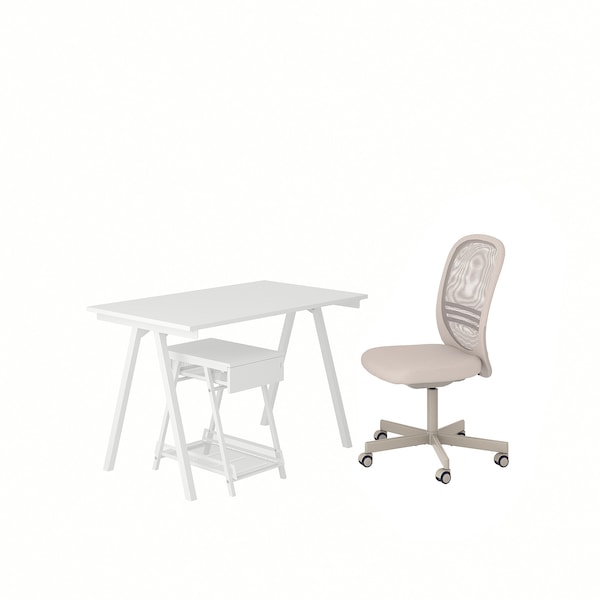 IKEA TROTTEN / FLINTAN desk and storage combination, and swivel chair white/beige, Ikea Ireland | 4968KIPDA