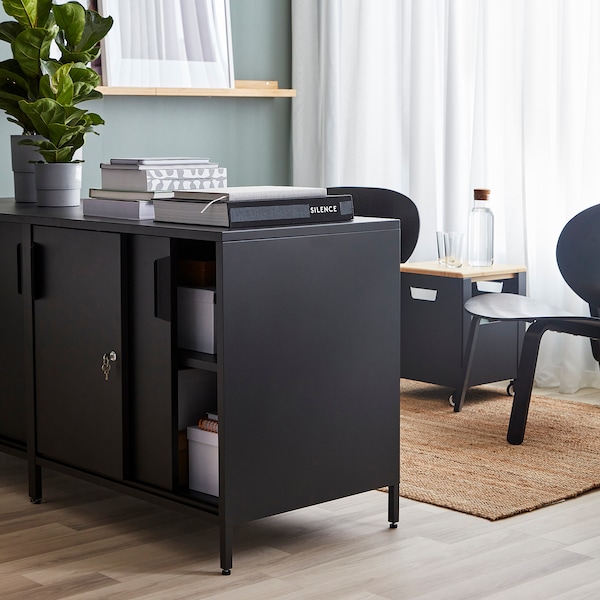 IKEA TROTTEN cabinet with sliding doors, 31 1/2x21 5/8x29 1/2 in Anthracite, Ikea Ireland | 3801FNVWE